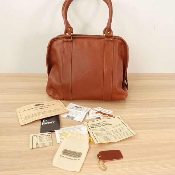 1970s‎ Vintage Coach Bag Leatherware Top Handle British Tan Soft Boston 0522 USA - Picture 1 of 16